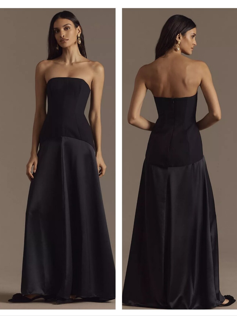 Shona Joy Adri Black Strapless Black Maxi Dress